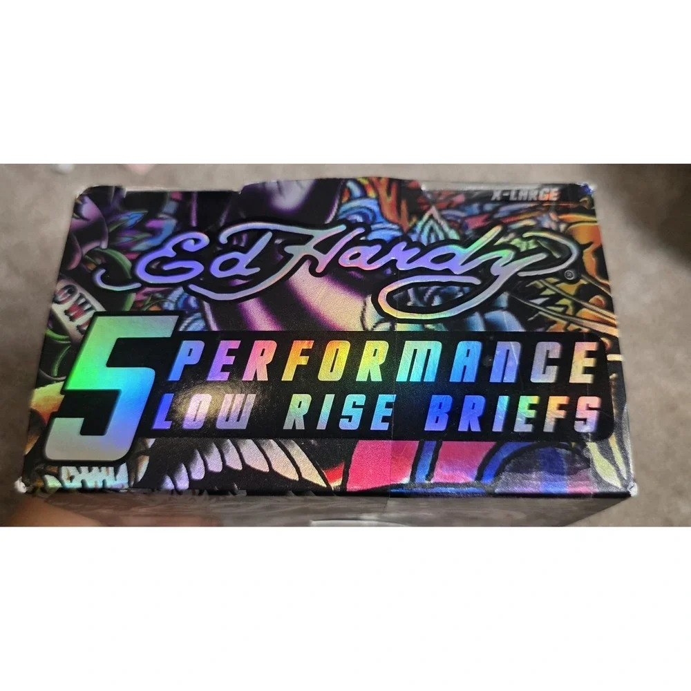 Ed Hardy Performance Low Rise Briefs  Men XL Retro Y2K Nostalgia Grunge 5-pack